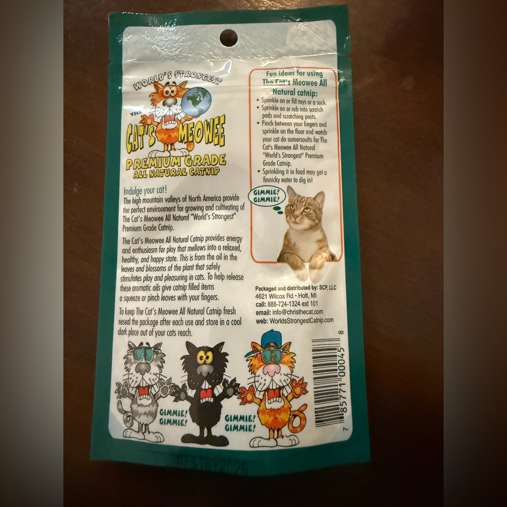 Cat's Meowee Catnip bag cat toy nip natural playtime kitty fun crazy cats cool - Picture 2 of 2